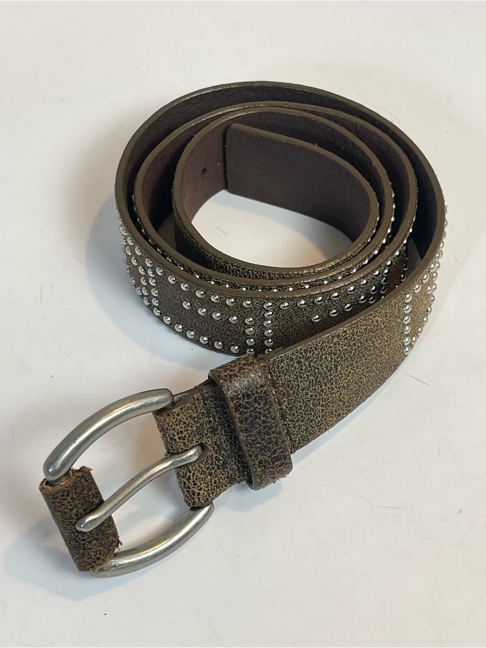 Vintage GUESS Italian Full Grain Leather Studded Brown Belt Medium